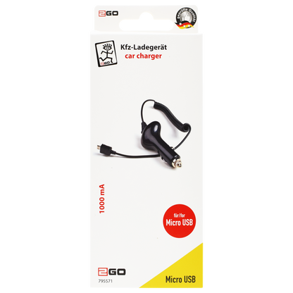 Kfz-Ladegerät 12 V / 24 V - Micro-USB - 5 W - 1000 mA - schwarz