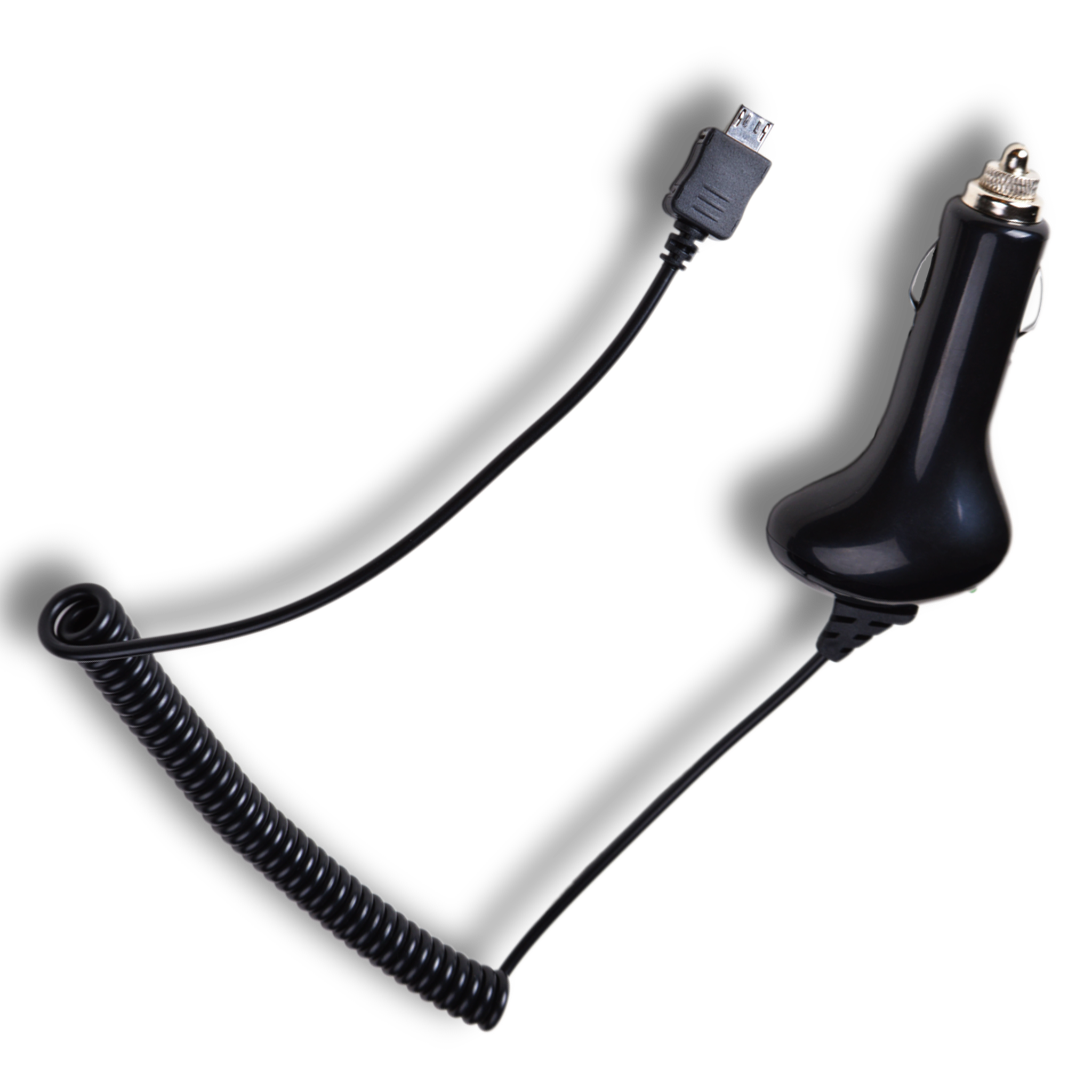 Kfz-Ladegerät 12 V / 24 V mit Spiralkabel - Micro-USB - 1000 mA - schwarz