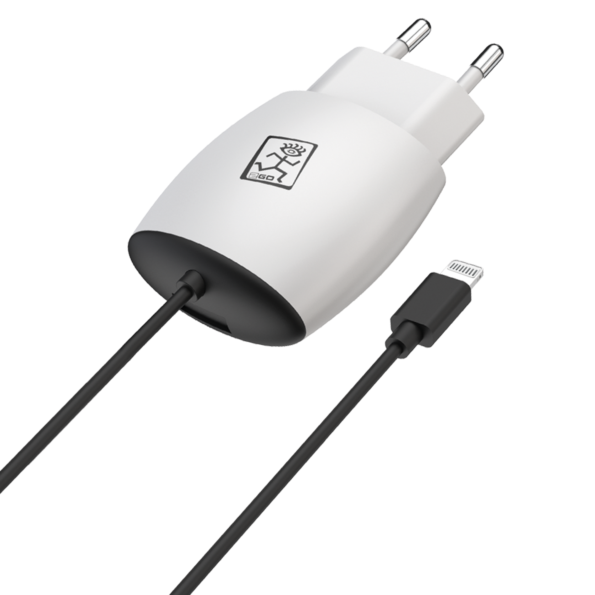 Netzladegerät 100 V - 240 V mit USB A Buchse und Lightning-Kabel - 2400 mA - weiß