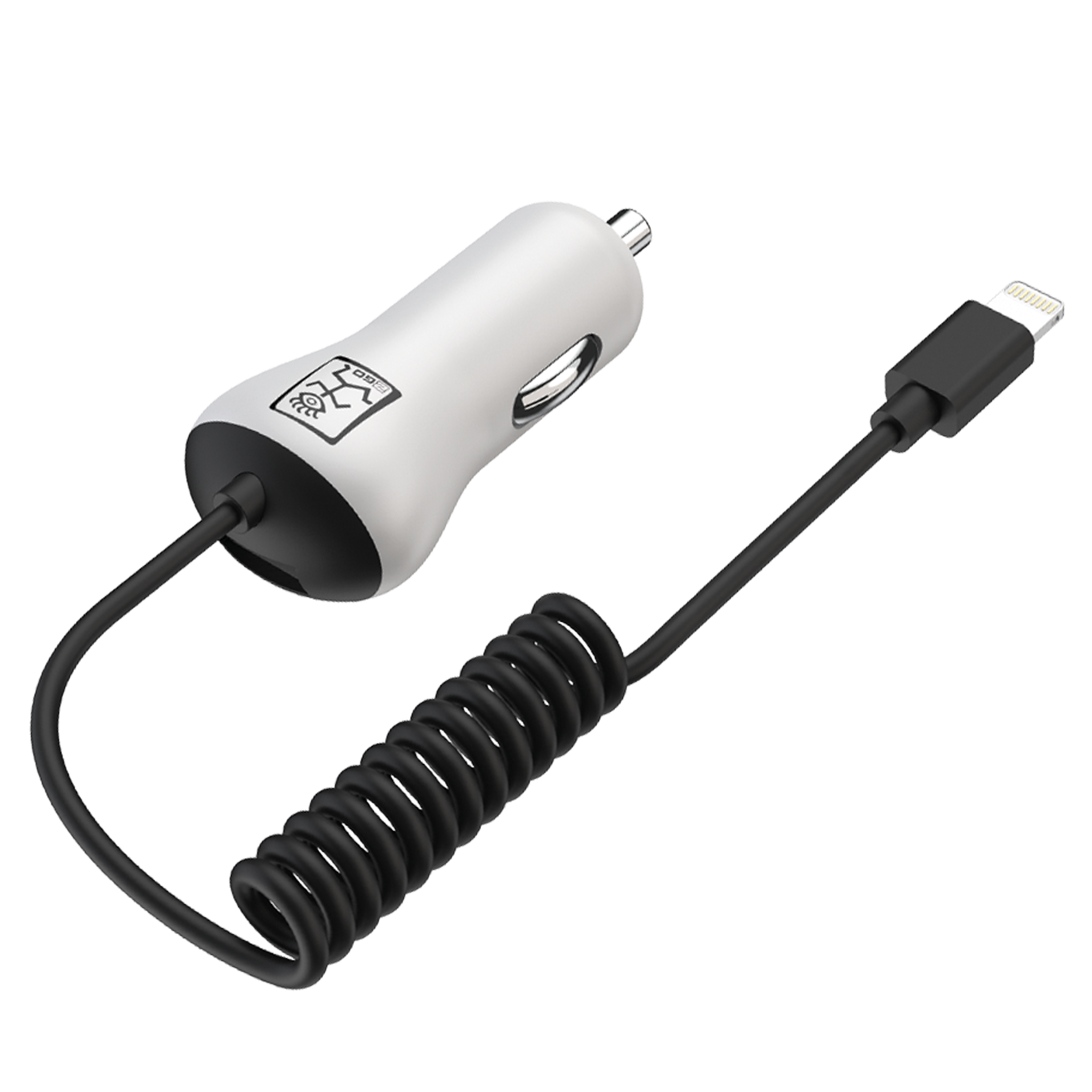 Kfz-Ladegerät - Lightning und USB A Buchse - MFI zertifiziert - 2400 mA - weiß