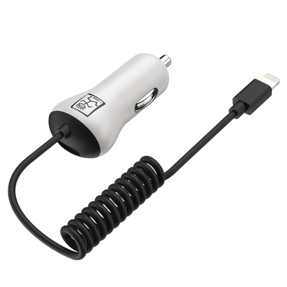 Kfz-Ladegerät - Lightning und USB A Buchse - MFI zertifiziert - 2400 mA - weiß