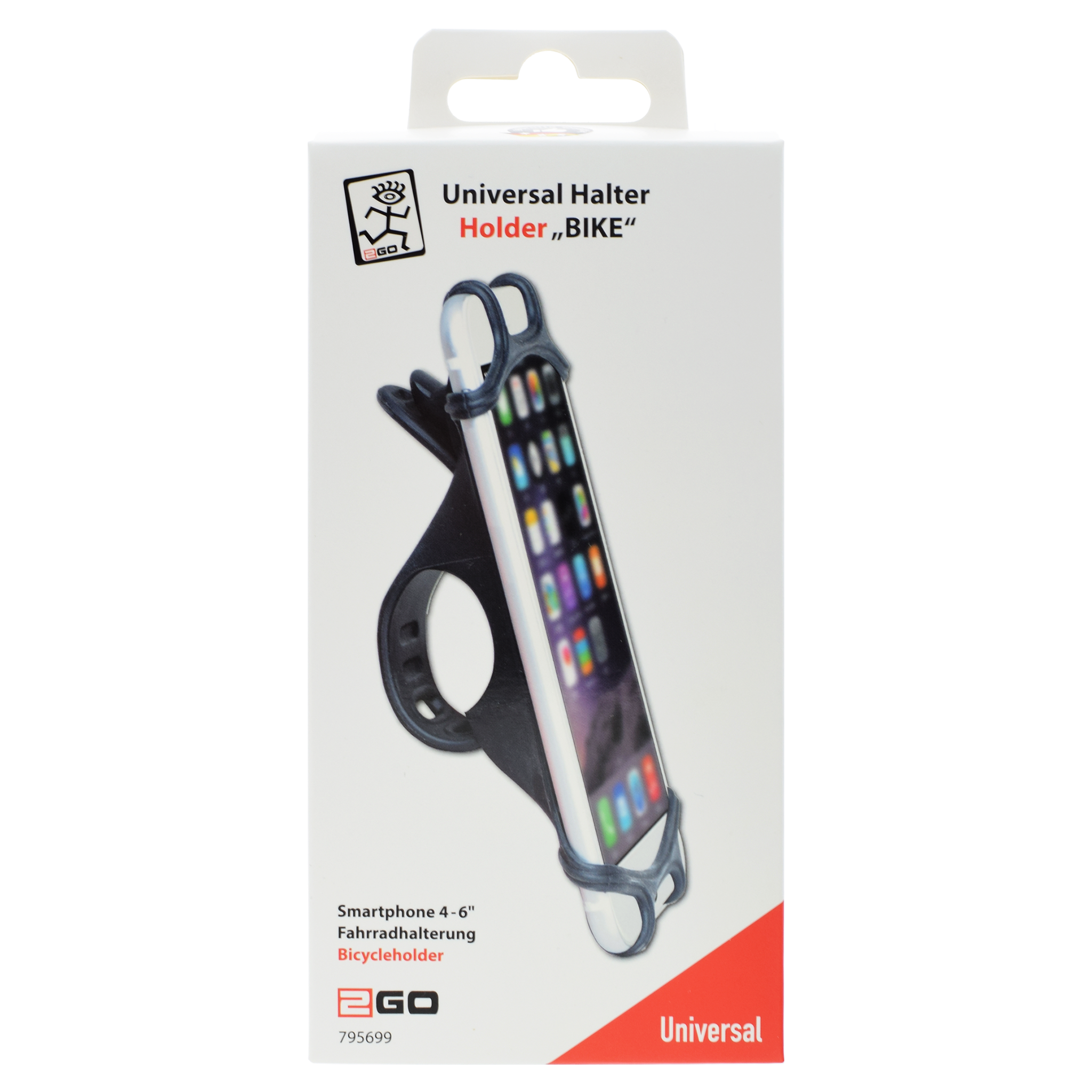 Universal Halter "Bike" - Silikon - schwarz - Verpackung