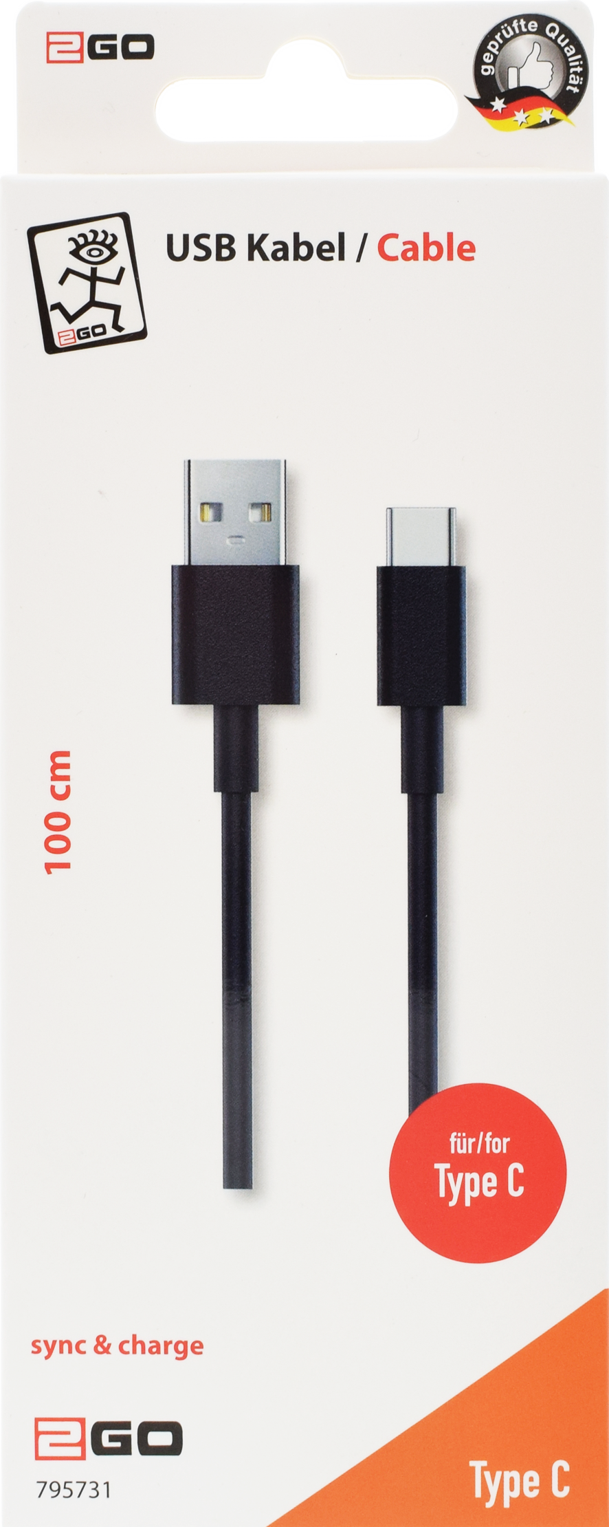 USB Datenkabel - USB A <-> USB Type-C - 100 cm - schwarz