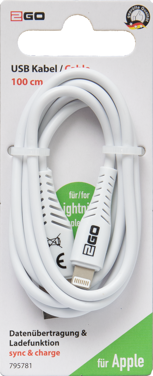 USB Datenkabel - USB A <-> Apple 8-Pin - 100 cm - weiß