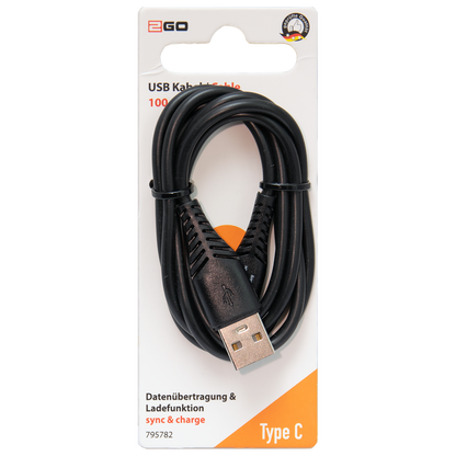 USB Datenkabel - USB A auf USB Type-C - 100 cm - schwarz - Verpackung