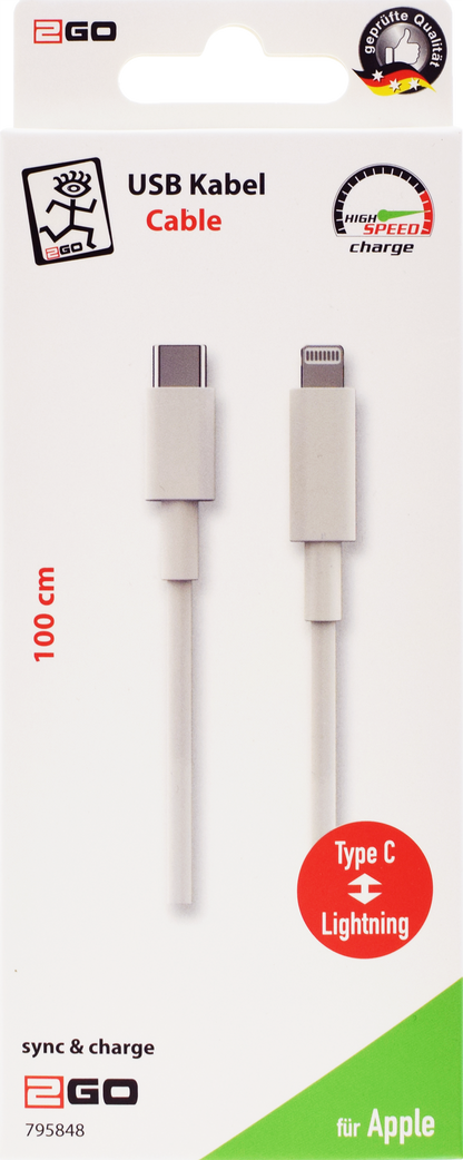 USB Datenkabel - USB Type-C <-> Apple 8-Pin - 100 cm - weiß