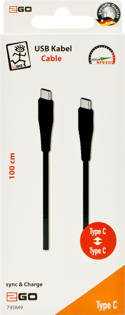 USB Datenkabel - USB Type-C <-> USB Type-C - 100 cm - schwarz