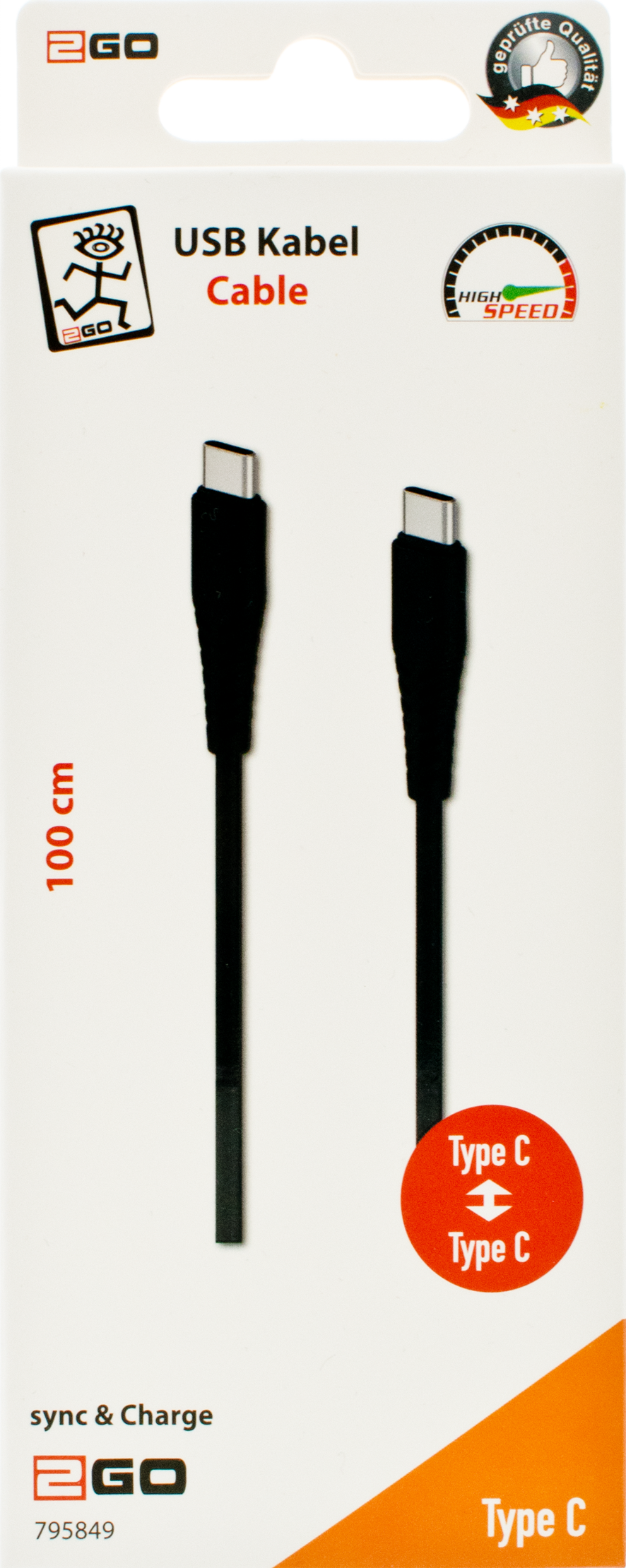 USB Datenkabel - USB Type-C <-> USB Type-C - 100 cm - schwarz