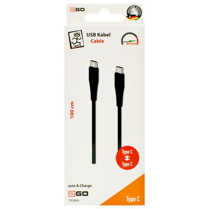 USB Kabel USB Type-C auf USB Type-C - schwarz - 100 cm - Verpackung