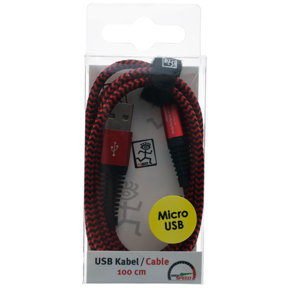 USB Datenkabel - USB A auf Micro-USB - 100 cm - rot - Verpackung