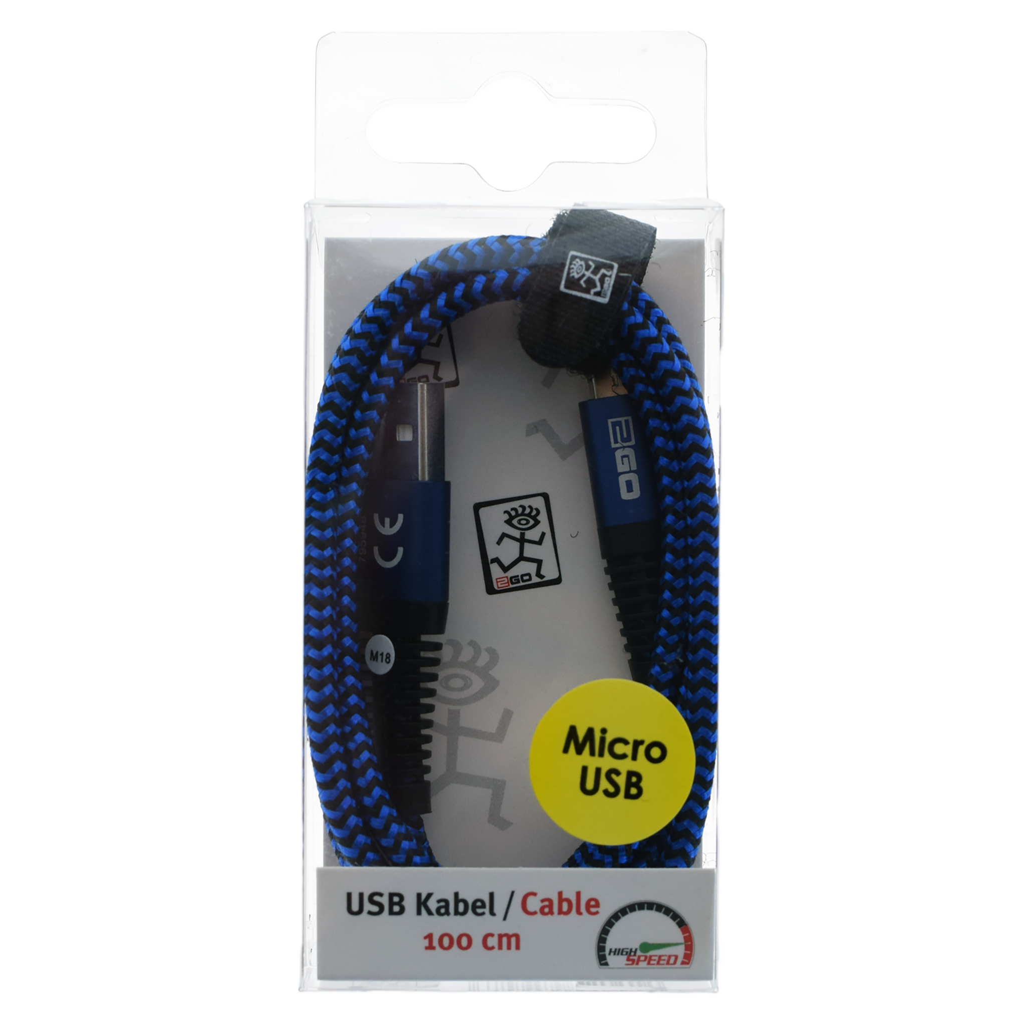 USB Datenkabel - USB A auf Micro-USB - 100 cm - blau - Verpackung