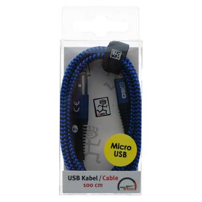 USB Datenkabel - USB A auf Micro-USB - 100 cm - blau - Verpackung