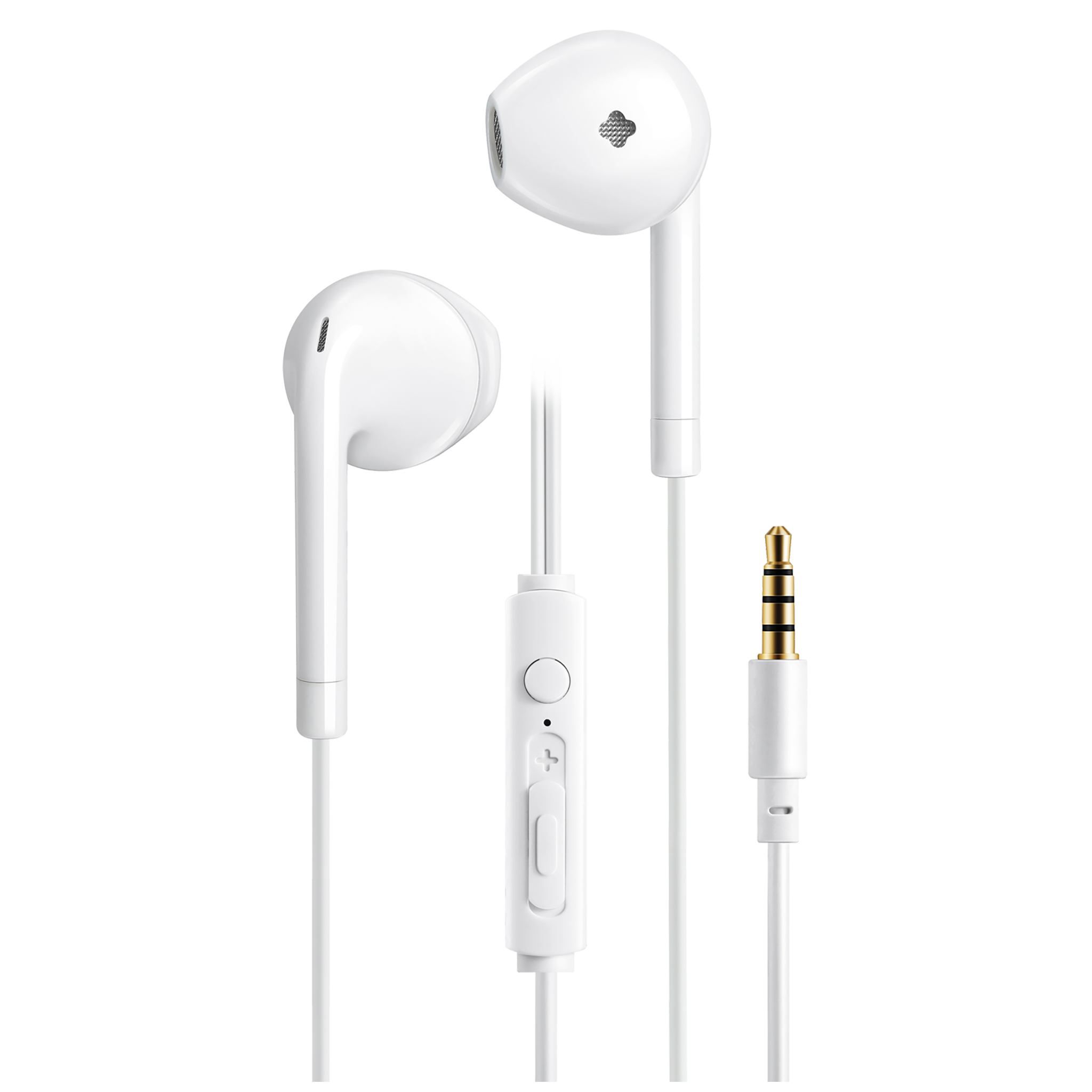 In-Ear Stereo-Headset "Comfort" - Rufannahme - Lautstärkeregelung - Klinkenstecker - weiß