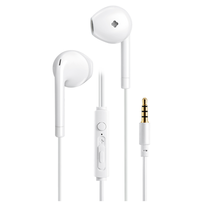 In-Ear Stereo-Headset "Comfort" - Rufannahme - Lautstärkeregelung - Klinkenstecker - weiß