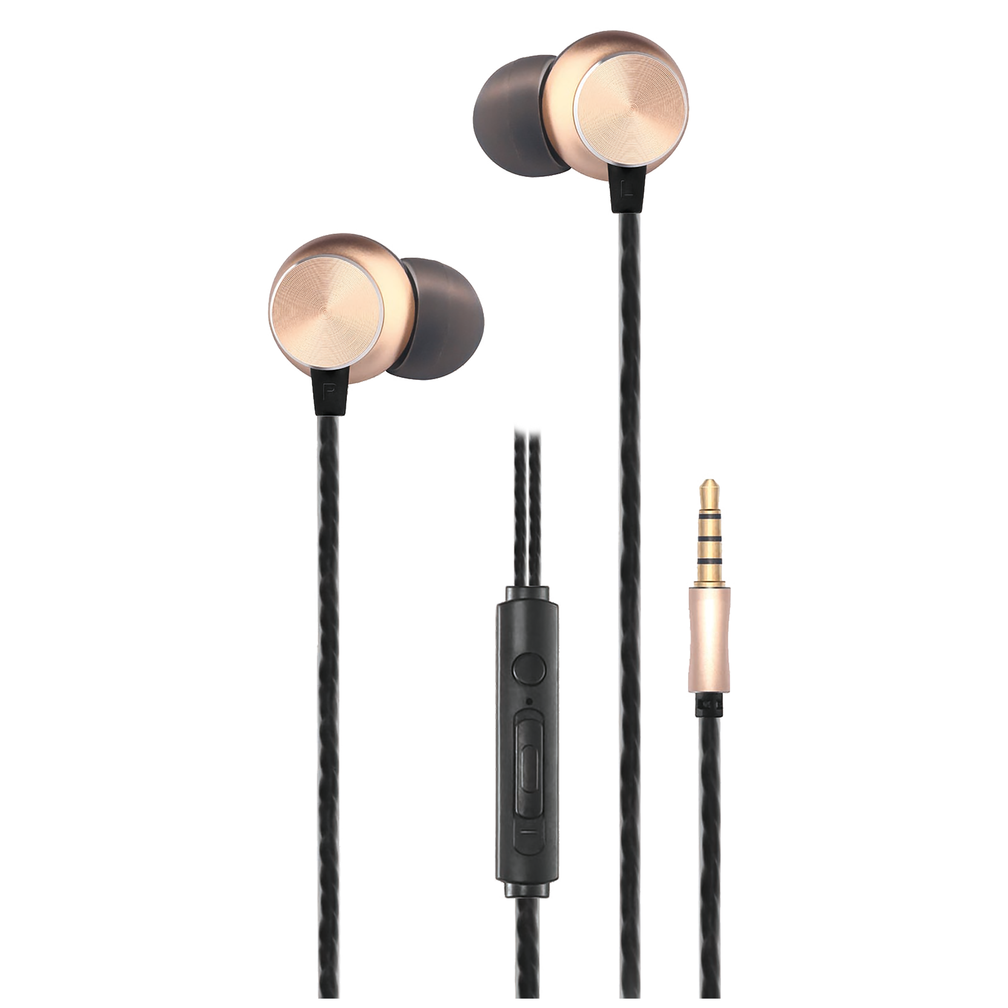 In-Ear-Headset "Deluxe" - Aluminium-Gehäuse - Rufannahme - Lautstärkeregelung - Klinkenstecker - schwarz-gold