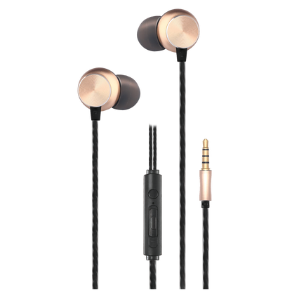 In-Ear-Headset "Deluxe" - Aluminium-Gehäuse - Rufannahme - Lautstärkeregelung - Klinkenstecker - schwarz-gold