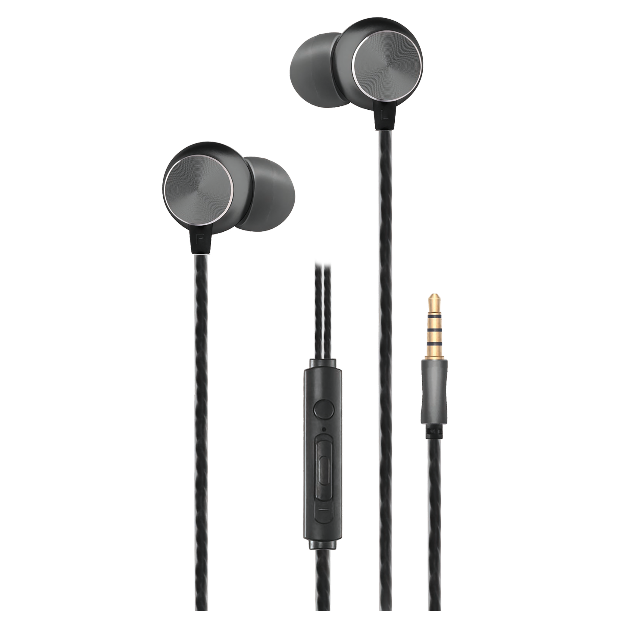 In-Ear-Headset "Deluxe" - Aluminium-Gehäuse - Rufannahme - Lautstärkeregelung - Klinkenstecker - anthrazit