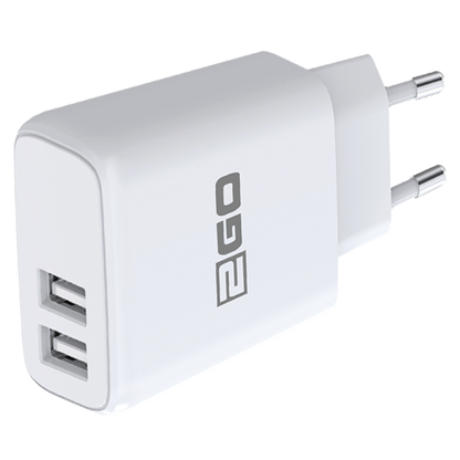 USB Netz-Ladegerät 100 V - 240 V - 2 x USB A - 2400 mA - weiß