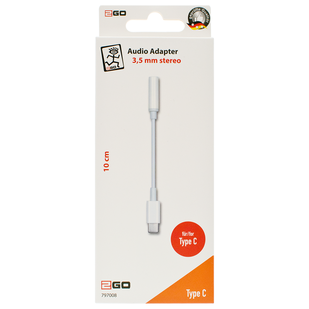 Audio Adapter - USB Type-C Stecker auf 3,5 mm Klinkenbuchse - 10 cm - weiß