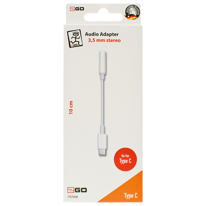 Audio Adapter - USB Type-C Stecker auf 3,5 mm Klinkenbuchse - 10 cm - weiß