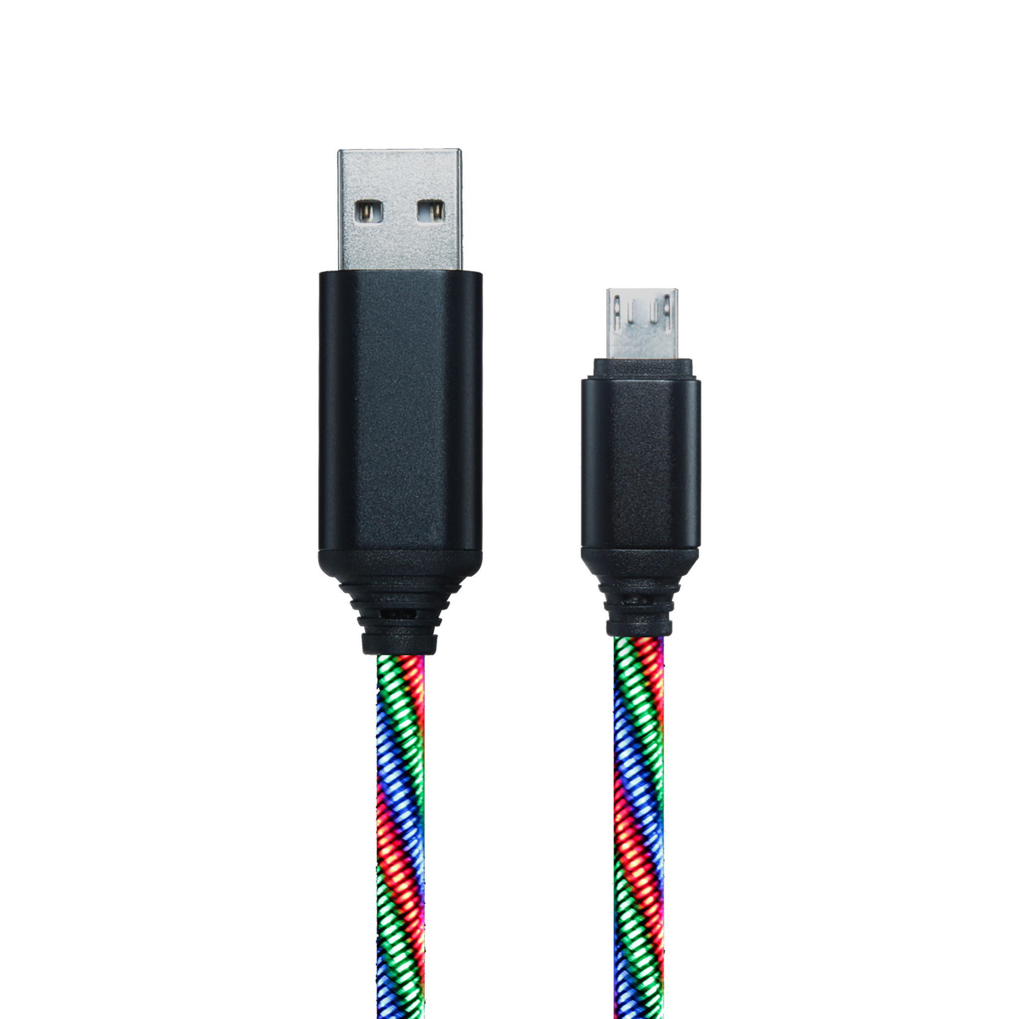 USB Datenkabel "Tricolor" - 3 Anschlussvarianten - 100 cm - grau mit dreifarbiger LED-Beleuchtung