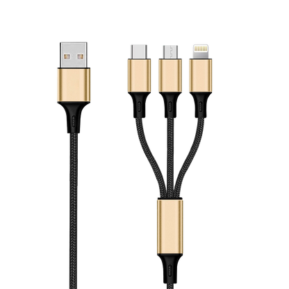 3 in 1 USB Ladekabel - USB A <-> Micro-USB / Apple 8-Pin (Lightning) / USB Type-C - 150 cm - diverse Farben