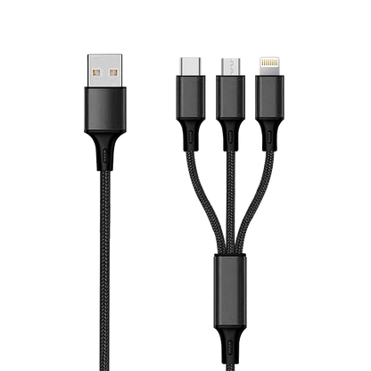 3 in 1 USB Ladekabel - USB A <-> Micro-USB / Apple 8-Pin (Lightning) / USB Type-C - 150 cm - diverse Farben