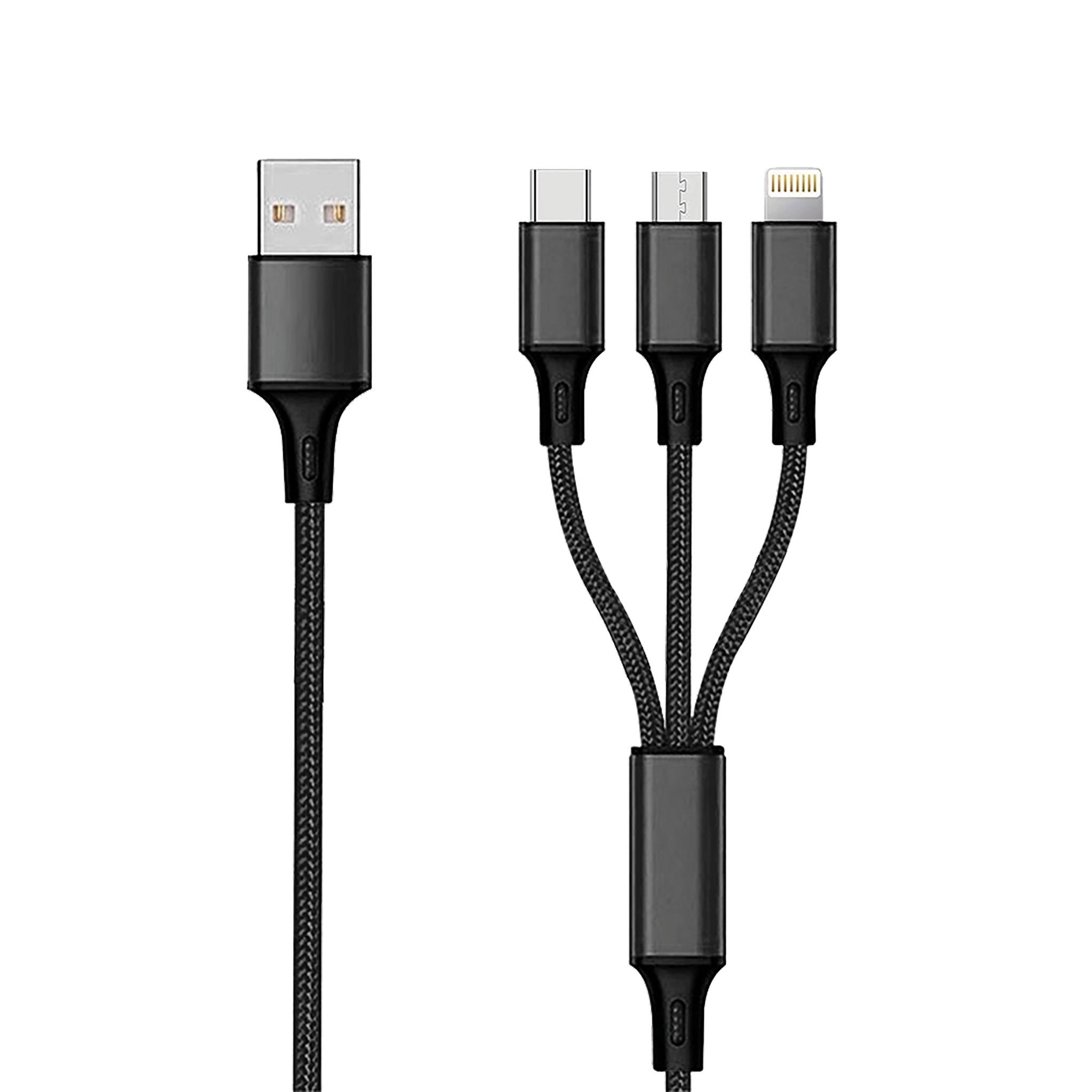 3 in 1 USB A Ladekabel für Micro-USB, Lightning & USB Type-C - schwarz - 300 cm