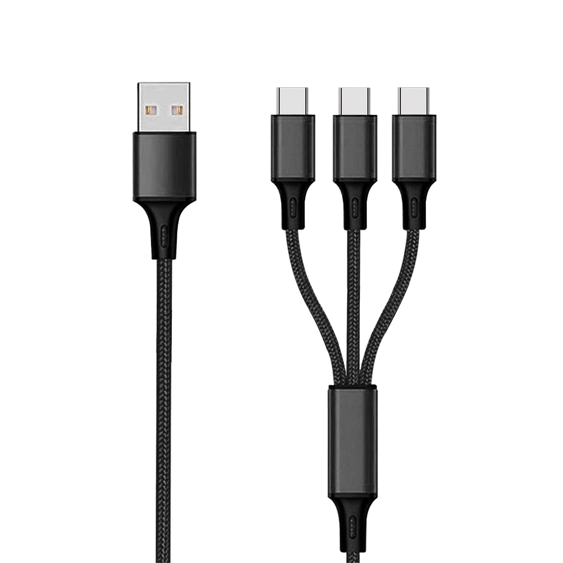 3 in 1 USB Ladekabel -USB A auf USB Type-C - schwarz - 150 cm