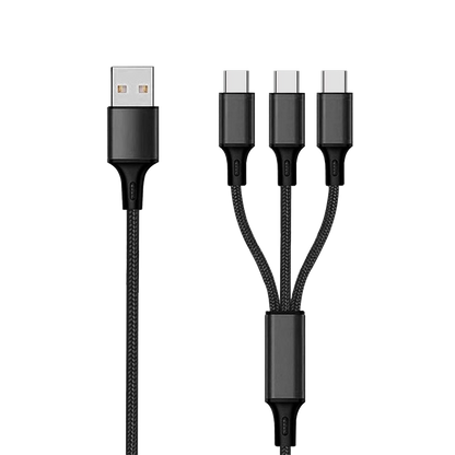 3 in 1 USB Ladekabel -USB A auf USB Type-C - schwarz - 150 cm