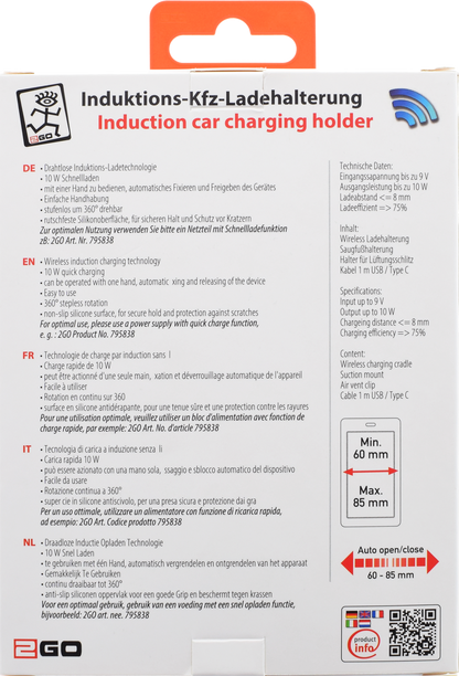 Universal Smartphone-Halterung mit "Wireless Charging"-Funktion