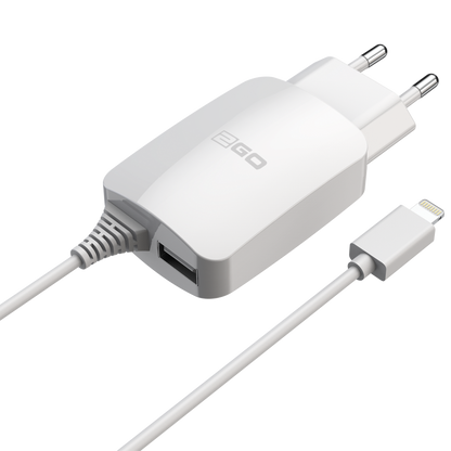 Netzladegerät - 100 V - 240 V - mit 140 cm Lightning Kabel und USB A Buchse - 2400 mA - 12 W - weiß