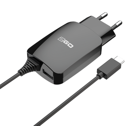 Netzladegerät - 100 V - 240 V - mit 140 cm USB Type-C Kabel und USB A Buchse - 2400 mA - 12 W - schwarz