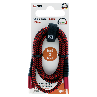 USB Datenkabel - USB Type-C auf USB Type-C - 100 cm - rot - Verpackung
