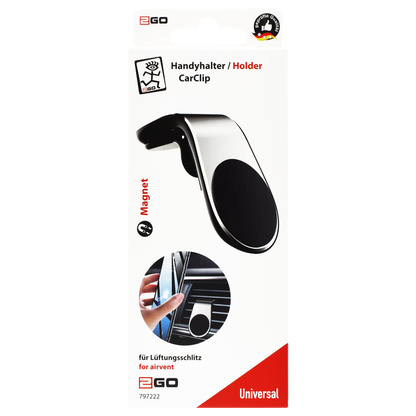 Halter "ClipMag" - Magnet - für Lüftungsschlitz - silber - Verpackung