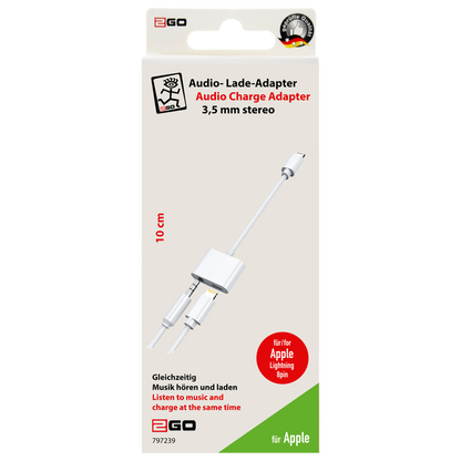 Audio-Adapter - Lightning-Stecker auf Lightning- und Klinkenbuchse - weiß - Verpackung