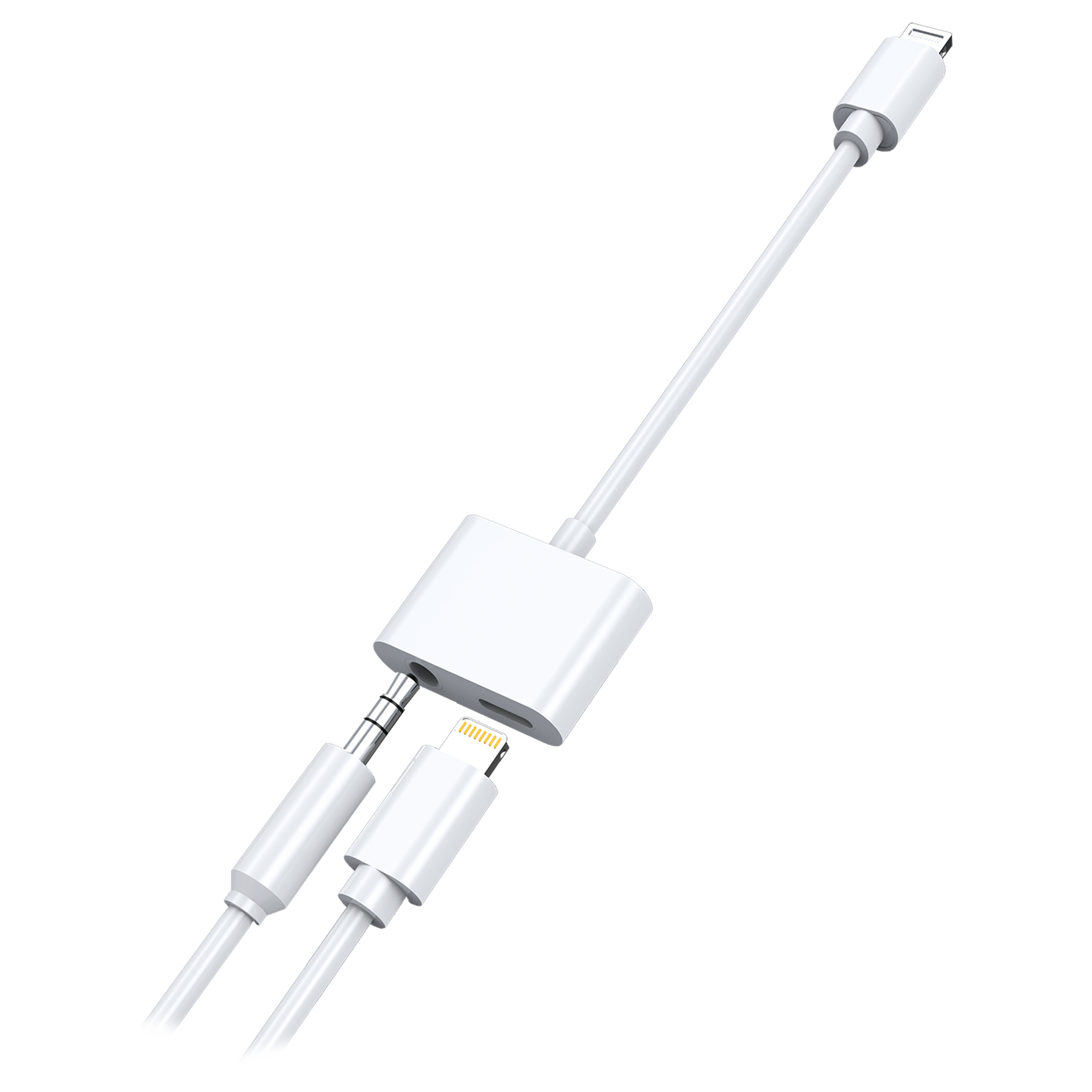 Audio-Adapter - Lightning-Stecker auf Lightning- und Klinkenbuchse - weiß