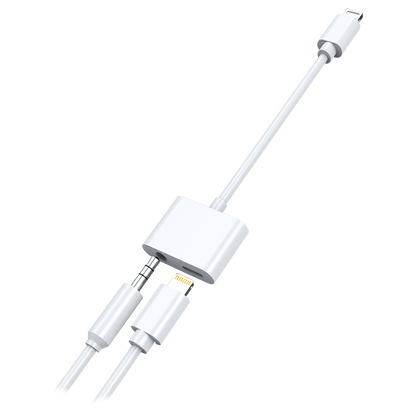 Audio-Adapter - Lightning-Stecker auf Lightning- und Klinkenbuchse - weiß