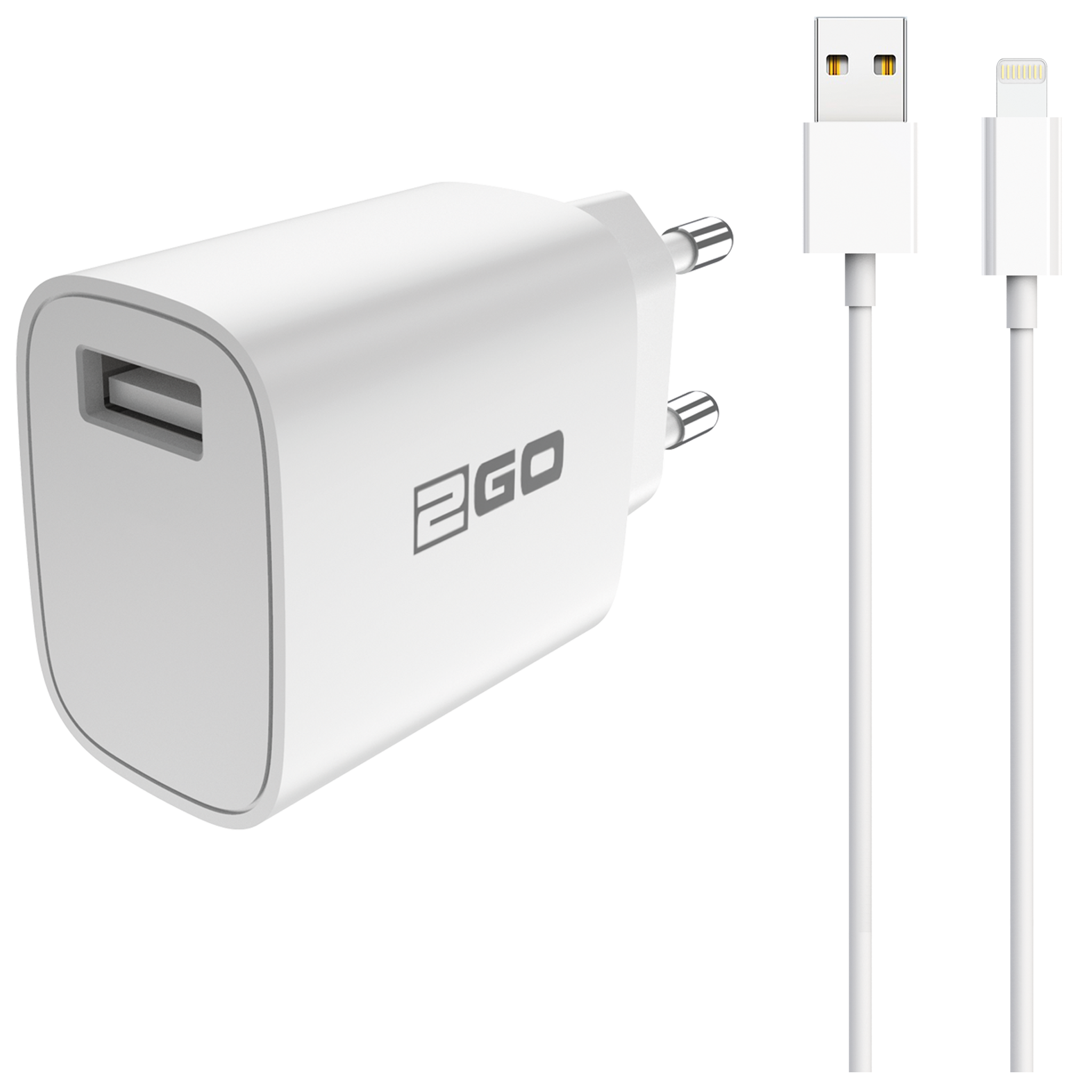 Netz-Ladeset 100 V - 240 V - 1 x USB A - Lightning-Kabel - 2100 mA - 10 W - weiß