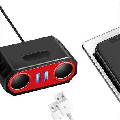 Zigarettenanzünder-Verteiler 2-fach - 2 x USB A - max. 60 W - schwarz/rot - Anwendung