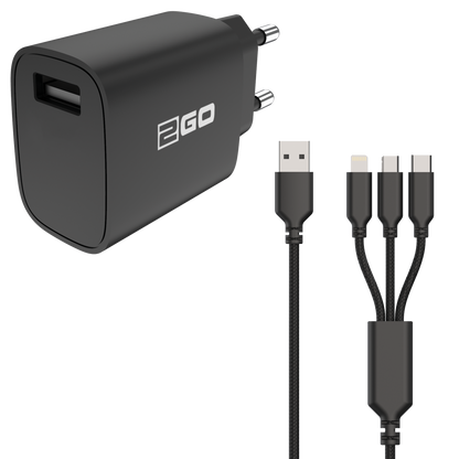 Universal USB Netzladeset mit 3 in 1 Kabel für Micro-USB, Lightning und USB Type-C - 3000 mA - schwarz