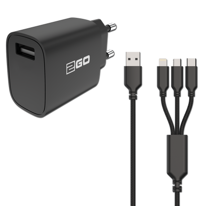 Universal Netz-Ladeset 100 V - 240 V (2-teilig) - 3 in 1 - schwarz