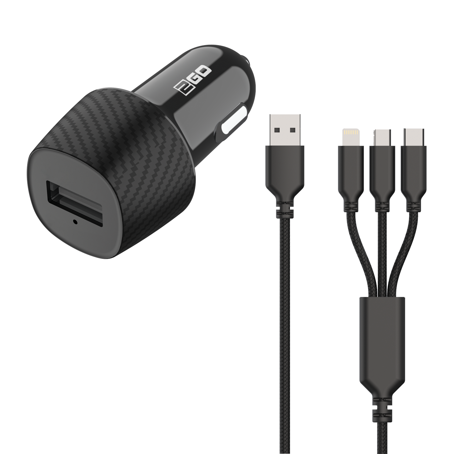 Universal Kfz-Ladeset 12 V / 24 V (2-teilig) - 3 in 1 - schwarz