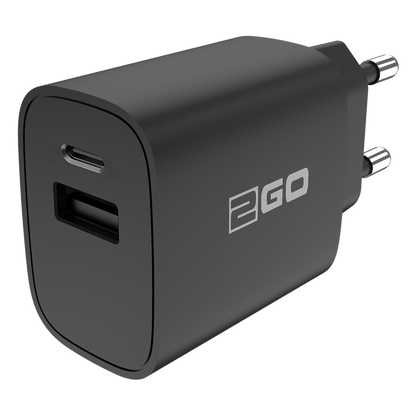 USB Netz-Ladegerät 100 V - 240 V - 1 x USB A und 1 x USB Type-C - 3000 mA - 20 W - schwarz