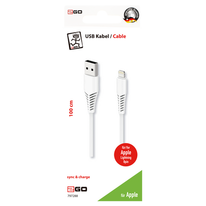 USB Datenkabel - USB A auf Lightning - 100 cm - weiß - Verpackung
