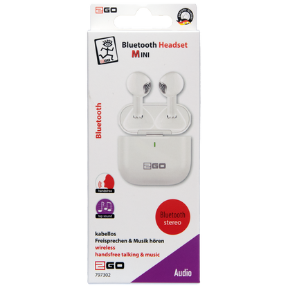 Bluetooth Headset "Mini" - Ladebox - Touch-Steuerung - weiß - Verpackung