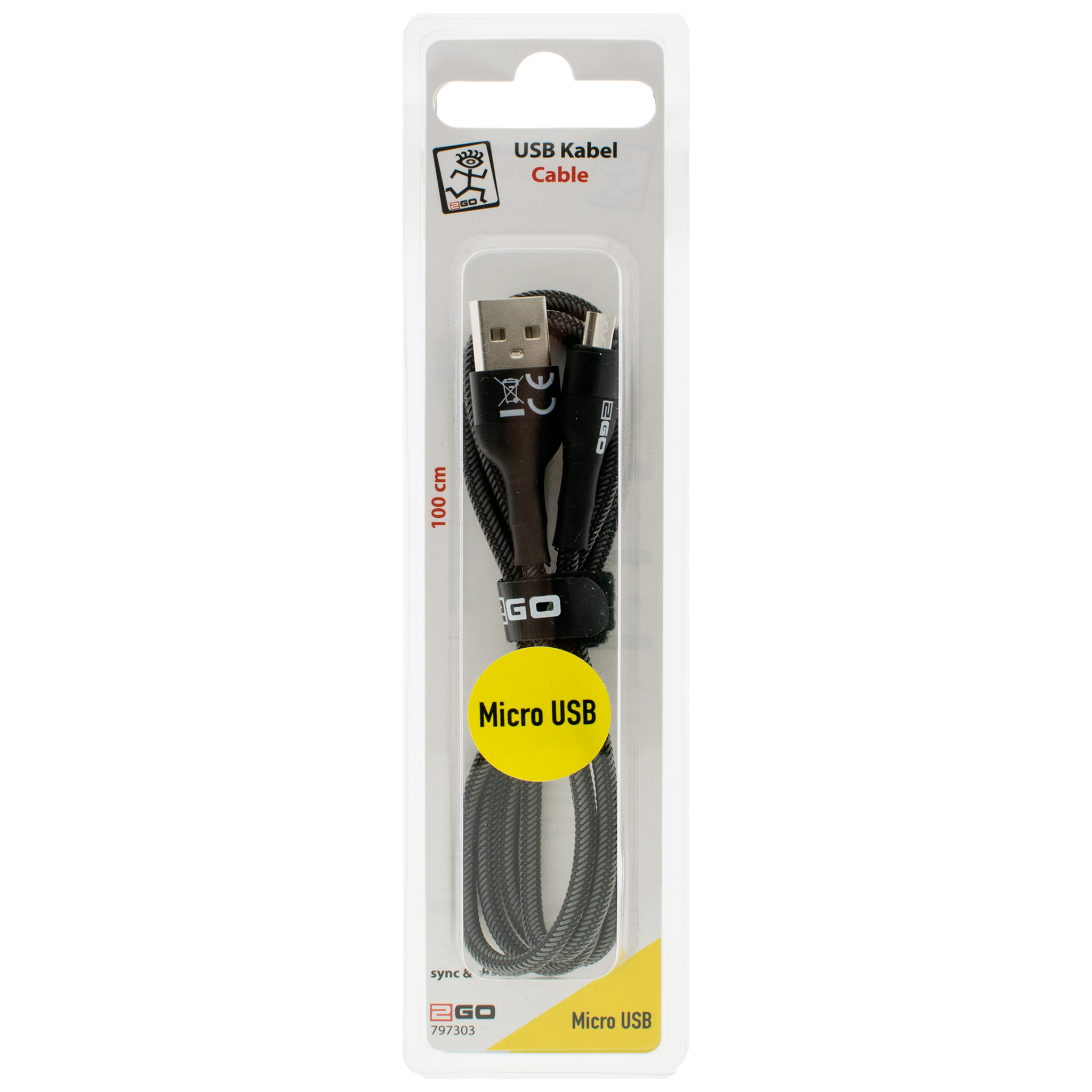 USB Datenkabel Bamboo - USB A auf Micro-USB - 100 cm - grau - Verpackung