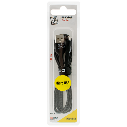 USB Datenkabel Bamboo - USB A auf Micro-USB - 100 cm - grau - Verpackung