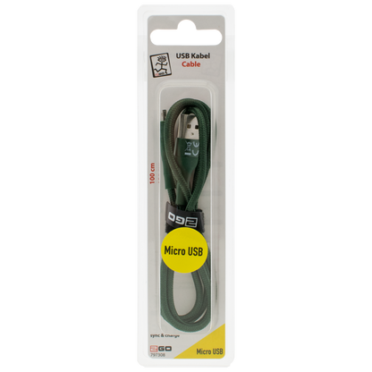 USB Datenkabel Bamboo - USB A auf Micro-USB - 100 cm - grün - Verpackung