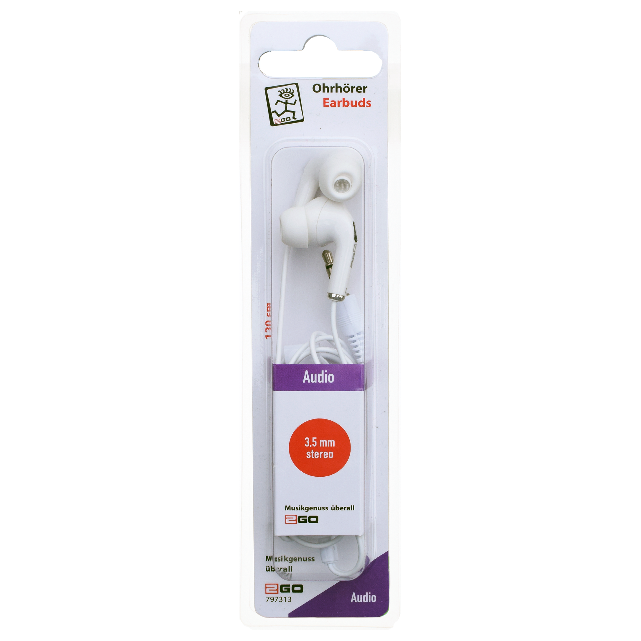 In-Ear Stereo-Ohrhörer - Klinkenstecker - weiß - Verpackung
